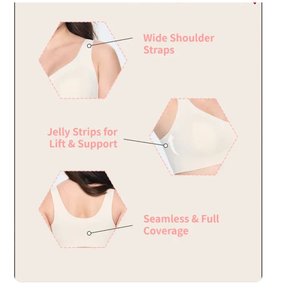 NEW Curvevera Beige Lifting Wire-Free Antibacterial Jelly Bra Size XL Seamless - Picture 5 of 7